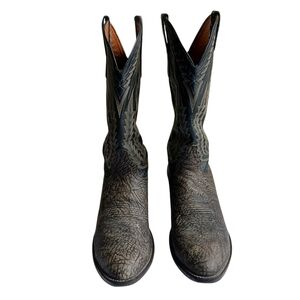 Larry Mahan Embroidered Rough Pattern Leather Cowboy Boots 9.5D